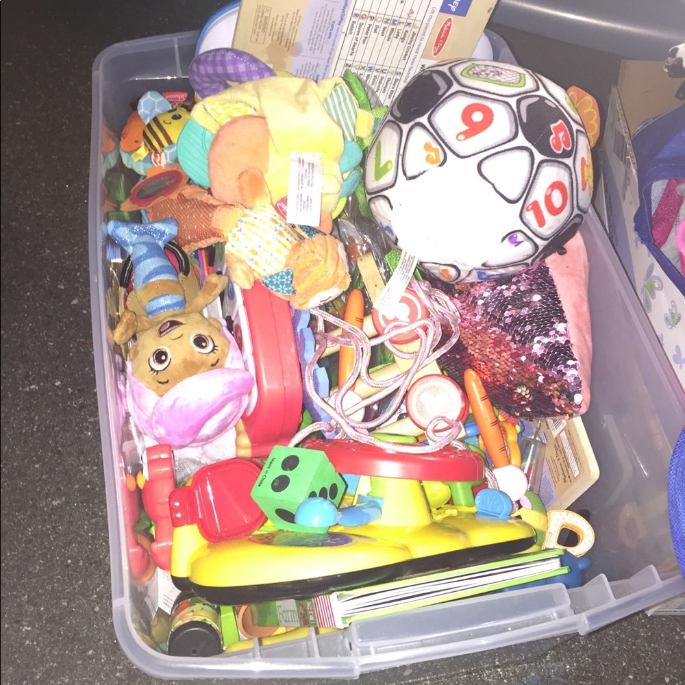 Tub full of 6 months to 36 months toys